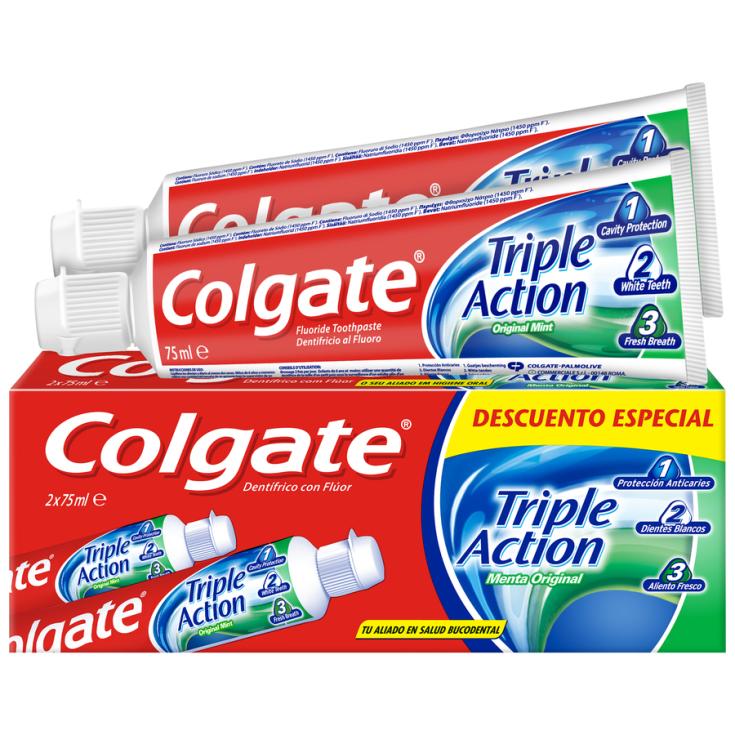 PASTA DE DIENTES TRIPLE ACCION, 2X75ML COLGATE