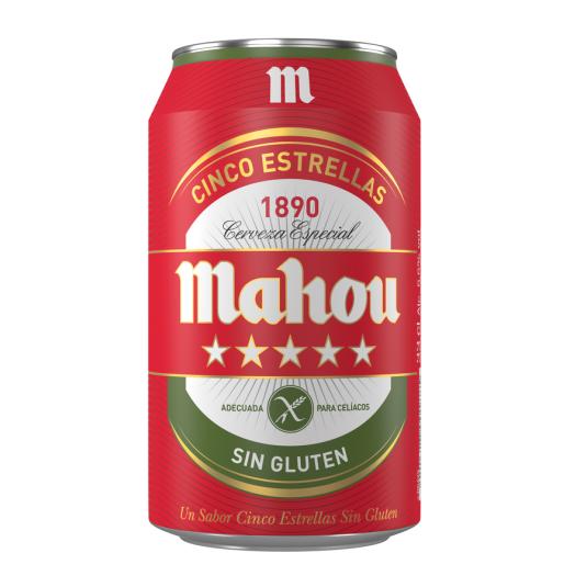 CERVEZA 5 ESTRELLAS SIN GLUTEN, 330ML MAHOU