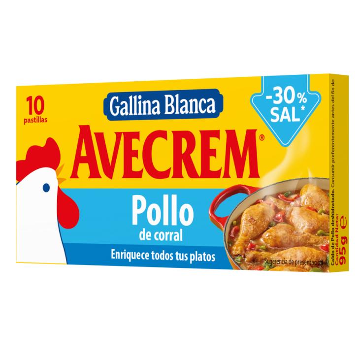 CALDO DE POLLO EN PASITLLAS -30% SAL, 10P AVECREM