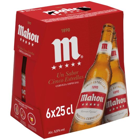 CERVEZA 5 ESTRELLAS, 6X250ML MAHOU