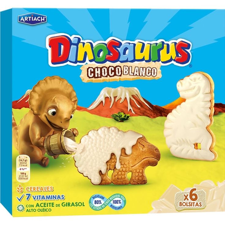 GALLETAS DINOSAURUS CHOCO BLANCO, 352G ARTIACH