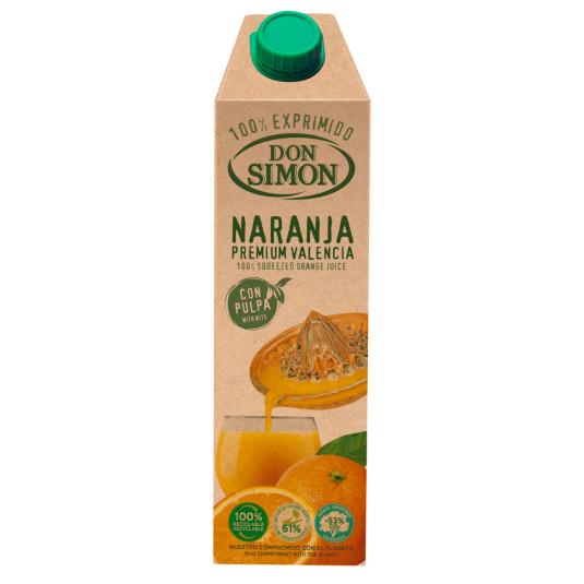 ZUMO EXPRIMIDO NARANJA CON PULPA, 1L DON SIMON