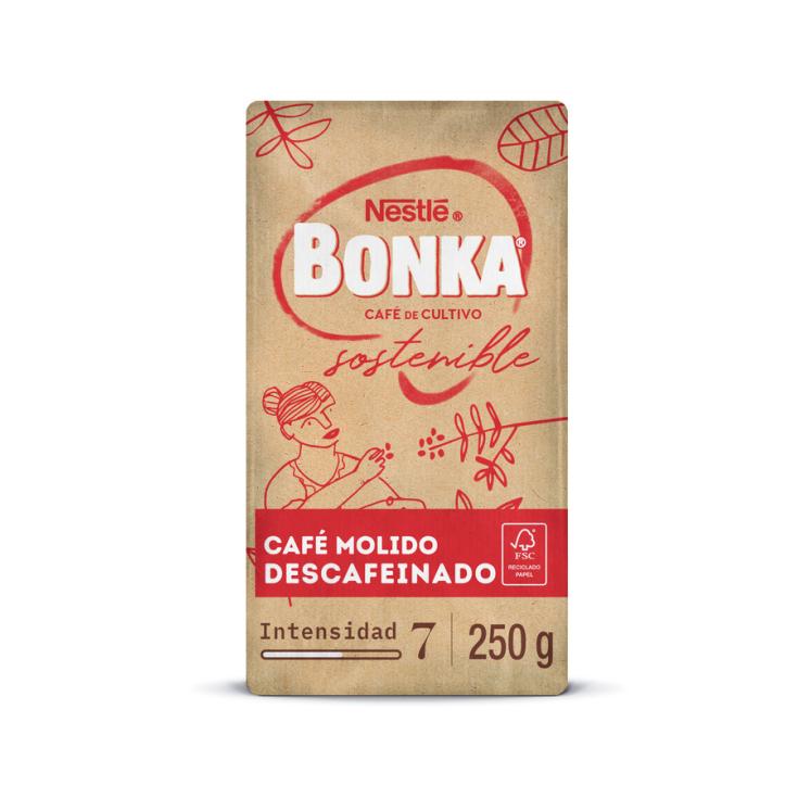 CAFE MOLIDO DESCAFEINADO NATURAL, 250G BONKA