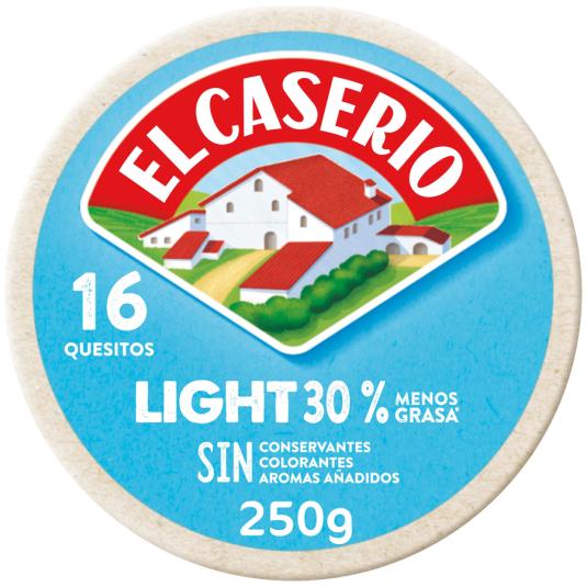 QUESO LIGHT PORCIONES 16U, 250G EL CASERIO