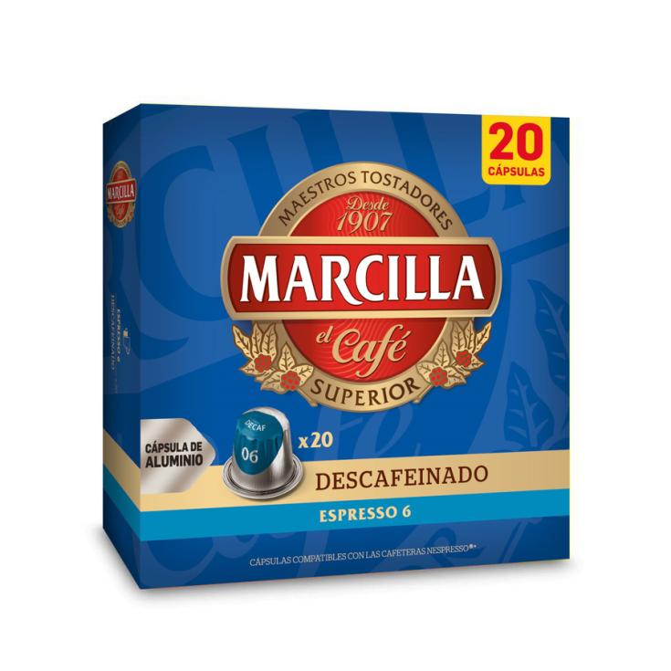 CAPSULAS DE CAFE DESCAFEINADO, 20UNID MARCILLA