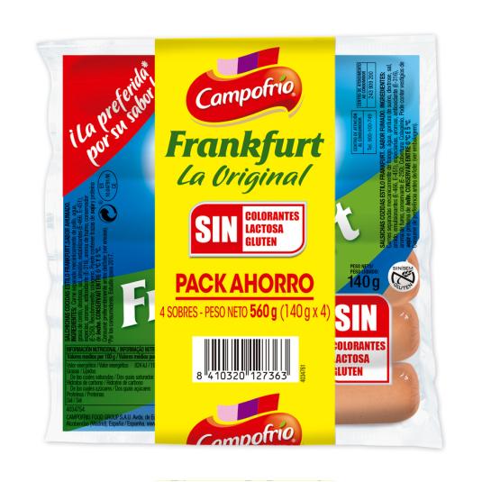 SALCHICHAS FRANKFOURT P-4, 560G CAMPOFRIO