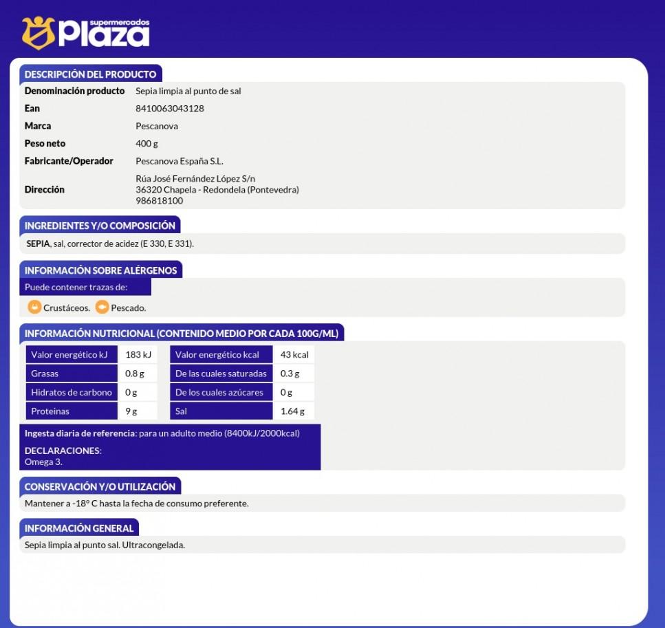 SEPIA LIMPIA ,400G PESCANOVA