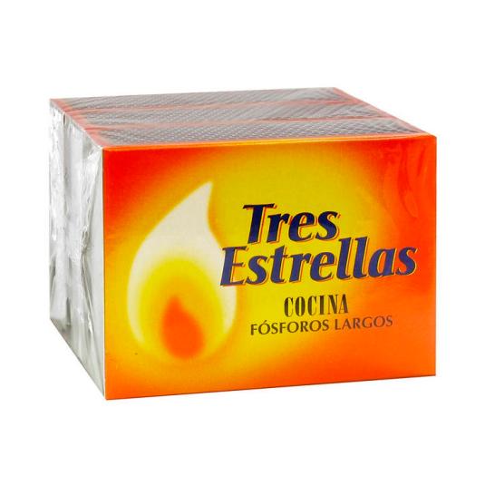 FOSFOROS DE MADERA EXTRA LARGOS, 3UD TRES ESTRELLAS 