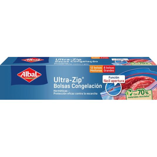 BOLSA CONGELACION ULTRA ZIP, 2TAMAÑO 20U ALBAL