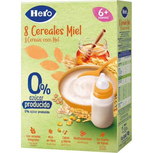 PAPILLA 8 CEREALES Y MIEL, 340GR HERO BABY