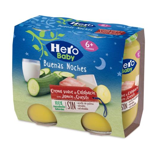 CREMA CALABACIN CON QUESO, 2X190G HERO BABY