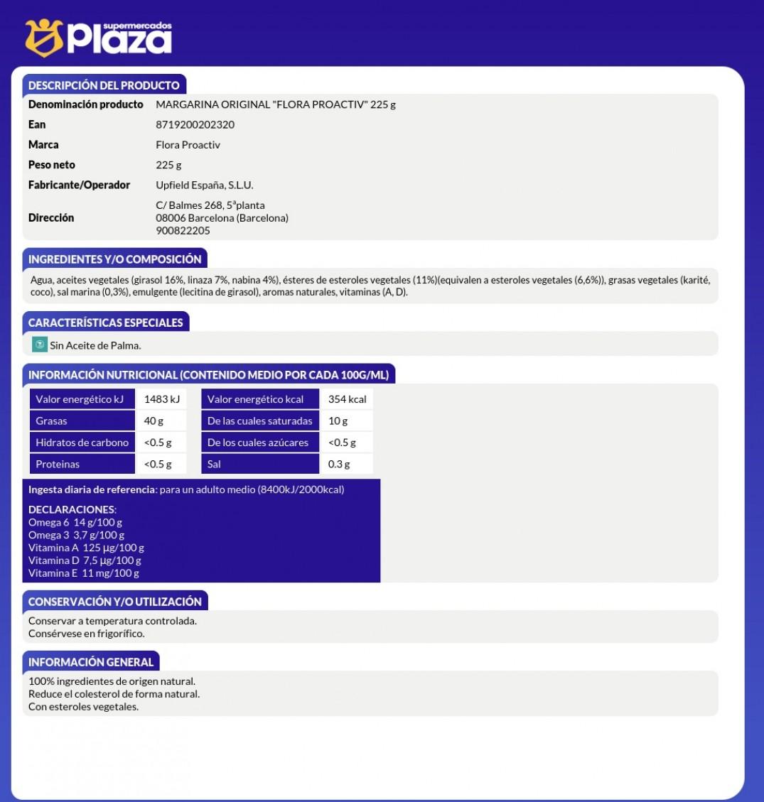 MARGARINA PROACTIVE , 225G FLORA