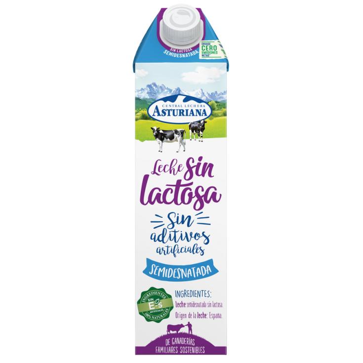 LECHE SIN LACTOSA SEMIDESNTADA, 1L ASTURIANA