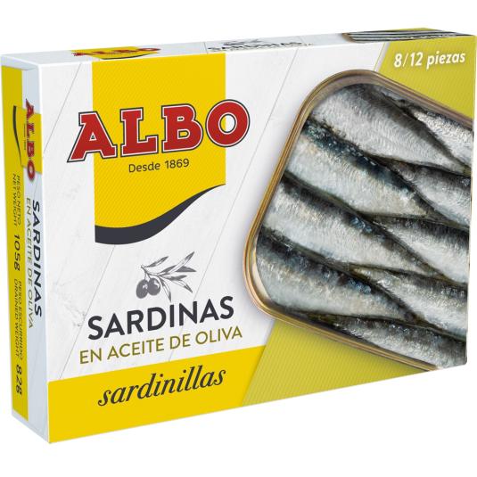 SARDINILLAS EN ACEITE OLIVA, 82 GR ALBO