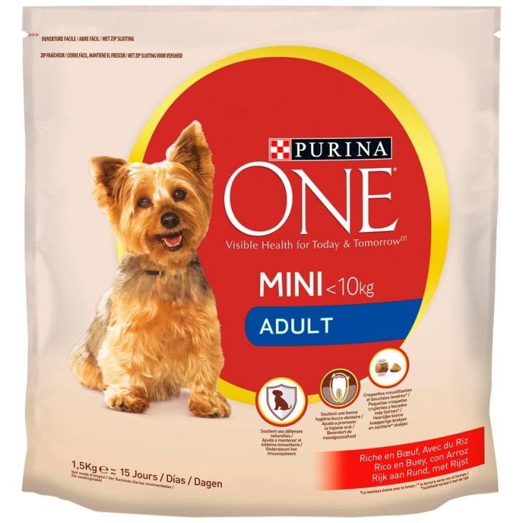 PIENSO PERRO ONE ADULTO MINI BUEY,1.5KG PURINA ONE