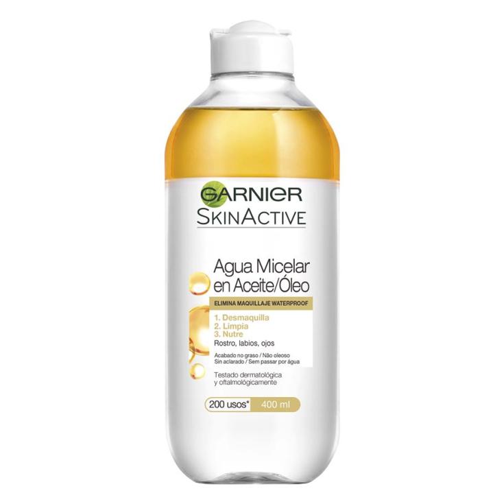 AGUA MICELAR EN ACEITE ROSTRO, LABIOS Y OJOS, 400M GARNIER