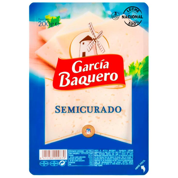 QUESO SEMICURADO LONCHAS , 200G GARCIA BAQUERO