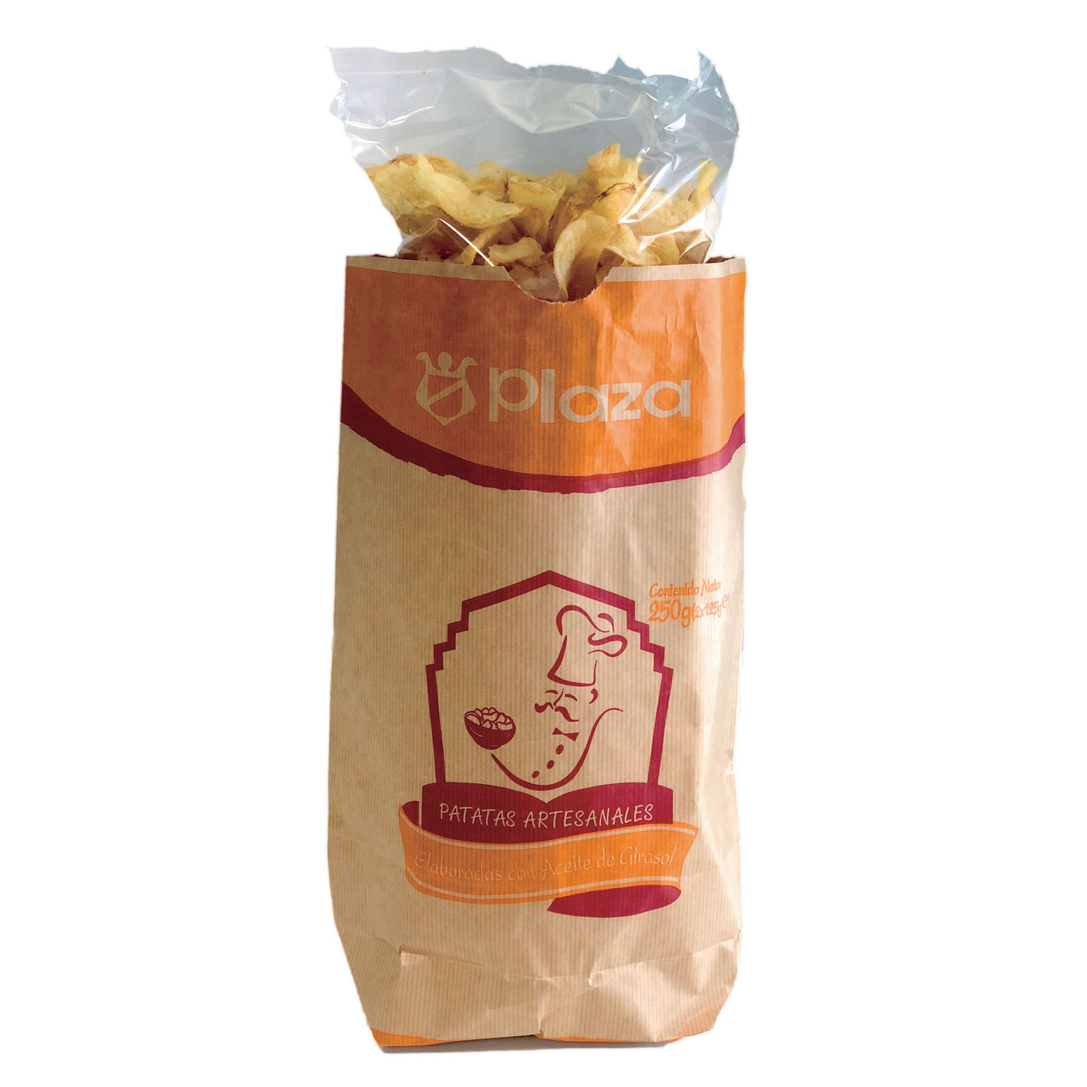 PATATAS FRITAS EN ACEITE GIRASOL, 250GR PLAZA