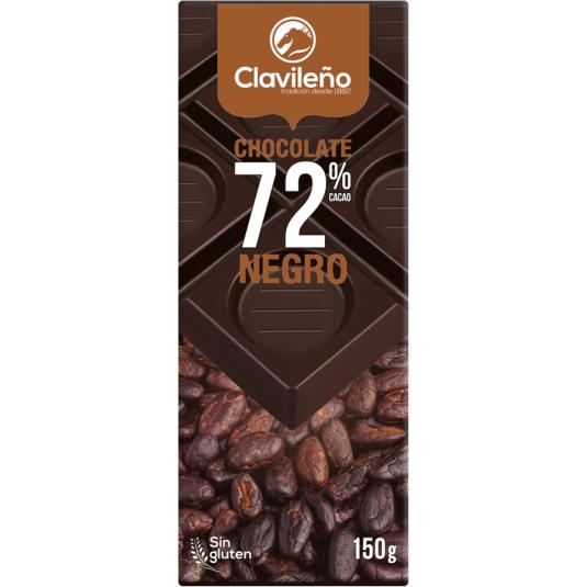 CHOCOLATE NEGRO 72%, 150GR CLAVILEÑO