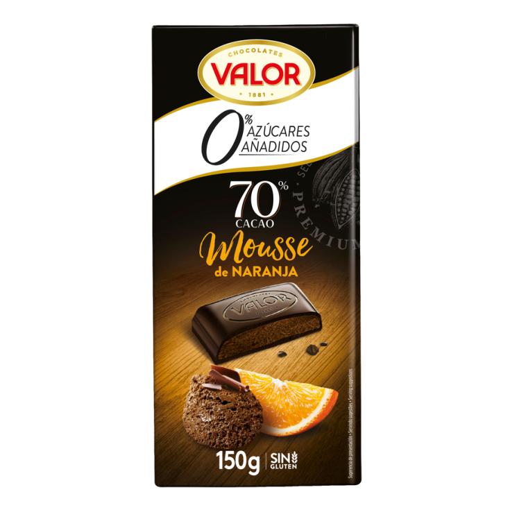 CHOCOLATE NEGRO 70% MOUSSE S/AZUCAR,150G VALOR