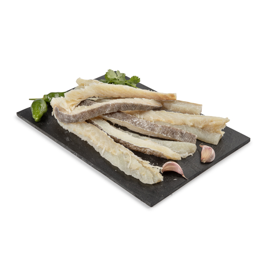 TIRAS SALADAS CON PIEL CON ESPINA, KG BACALAO ROYAL