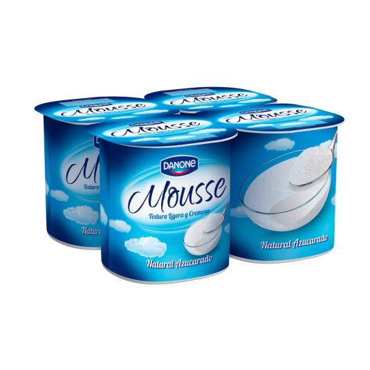 MOUSSE NATURAL AZUCARADO, 4X65GR DANONE