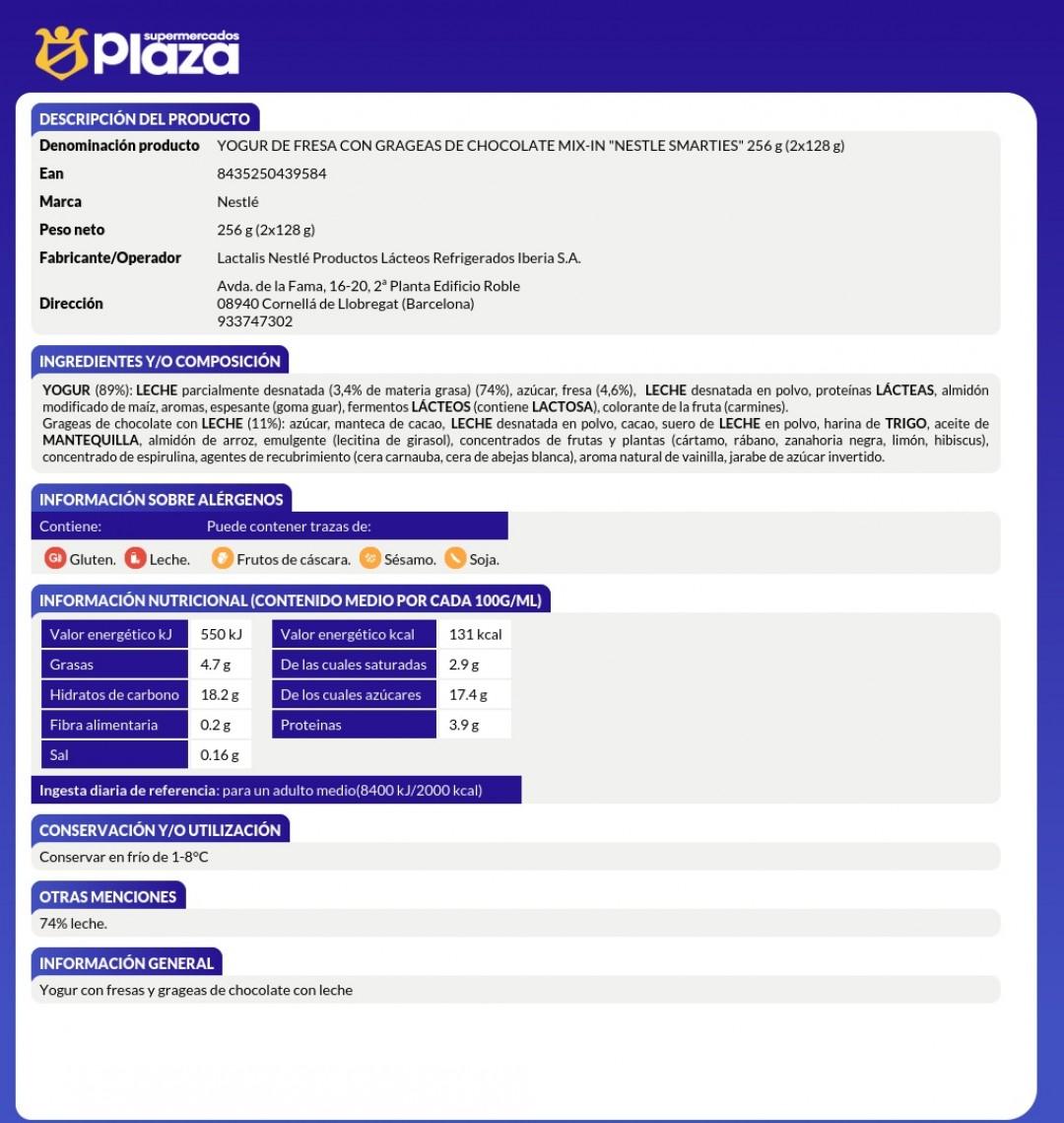 MIX-IN SMARTIES FRESA P2 , 256G NESTLE