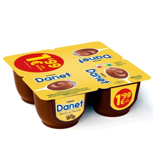 NATILLAS DE CHOCOLATE DANET, 4X120GR DANONE