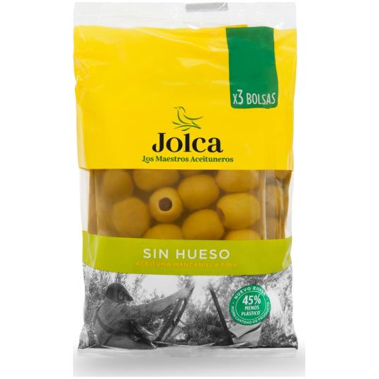 ACEITUNAS MANZANILLA SIN HUESO, 3X50GR JOLCA