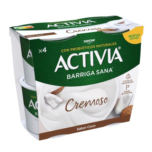 YOGUR ACTIVIA CREMOSO COCO, 4X115GR DANONE