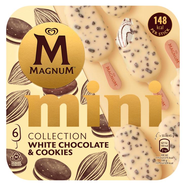 MAGNUM MINI HELADO CHOCOLATE BLANCO & COOKIES 55ML X6 MAGNUM