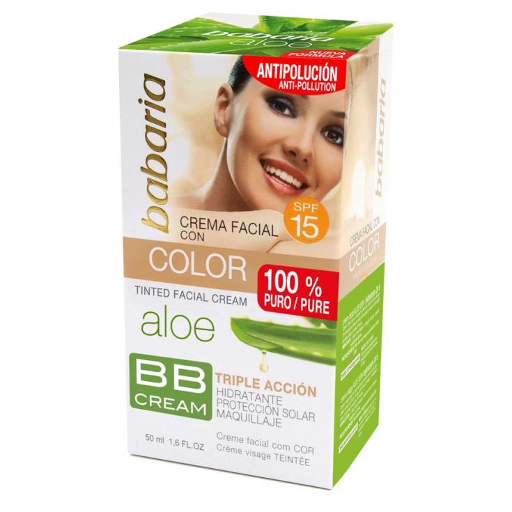 CREMA FACIAL COLOR ALOE VERA, SPF15 50ML BABARIA