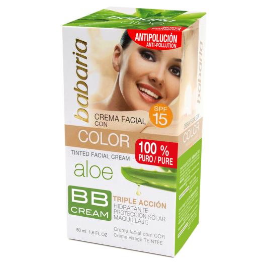 CREMA FACIAL COLOR ALOE VERA, SPF15 50ML BABARIA