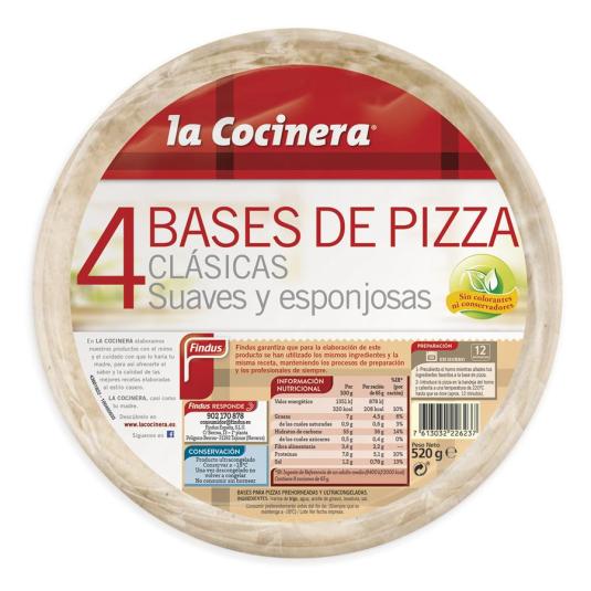 BASE DE PIZZA, 4X130GR LA COCINERA