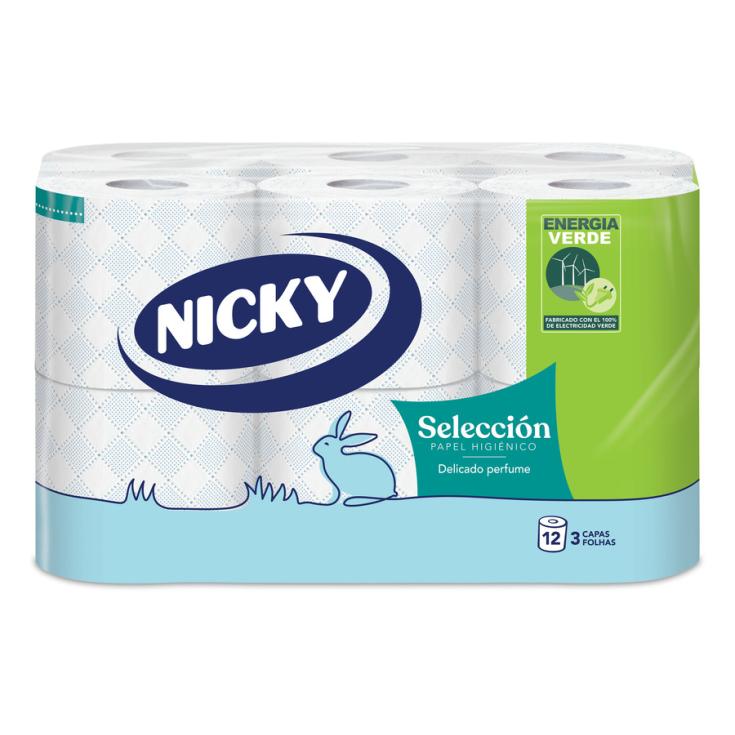 PAPEL HIGIENICO SELECCION 3 CAPAS, 12 ROLLOS NICKY